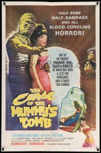 2g197 CURSE OF THE MUMMY'S TOMB 1sh '64 half-bone, half-bandage, all blood-curdling horror, cool art