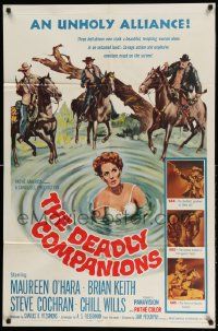 2g212 DEADLY COMPANIONS style B 1sh '61 first Peckinpah, art of sexy Maureen O'Hara caught swimming