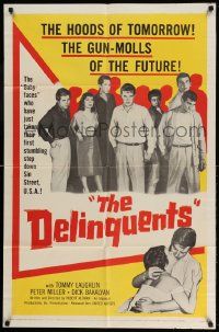 2g219 DELINQUENTS 1sh '57 Robert Altman, Tom Laughlin way before starring in Billy Jack!