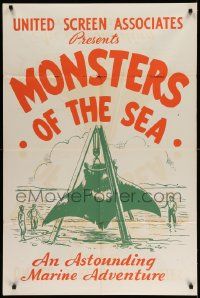 2g223 DEVIL MONSTER 1sh R30s Monsters of the Sea, cool artwork of giant manta ray!