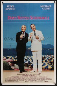 2g233 DIRTY ROTTEN SCOUNDRELS 1sh '88 wacky Steve Martin & Michael Caine, directed by Frank Oz!
