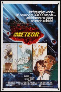 2g571 METEOR English 1sh '79 Sean Connery, Natalie Wood, different art with WTC by Tanenbaum!