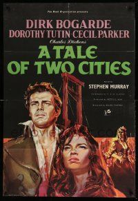 2g816 TALE OF TWO CITIES English 1sh '58 great art of Dirk Bogarde on his way to execution!