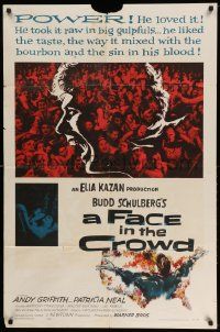2g276 FACE IN THE CROWD 1sh '57 Andy Griffith took it raw like his bourbon & his sin, Elia Kazan