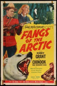 2g278 FANGS OF THE ARCTIC 1sh '53 cool image of Mountie Kirby Grant and Chinook the Wonder Dog!