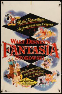 2g279 FANTASIA 1sh R56 great image of Mickey Mouse & others, Disney musical cartoon classic!