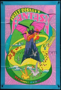 2g280 FANTASIA 1sh R70 Disney classic musical, great psychedelic fantasy artwork!