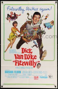 2g301 FITZWILLY 1sh '68 great comic art of Dick Van Dyke & sexy Barbara Feldon by Frank Frazetta!