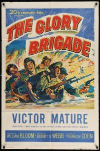 2g360 GLORY BRIGADE 1sh '53 cool artwork of Victor Mature & soldiers in Korean War!