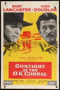 2g377 GUNFIGHT AT THE O.K. CORRAL 1sh '57 Burt Lancaster, Kirk Douglas, directed by John Sturges!