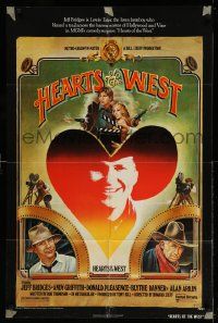 2g385 HEARTS OF THE WEST style A 1sh '75 art of Hollywood cowboy Jeff Bridges by Richard Hess!