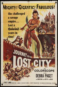 2g447 JOURNEY TO THE LOST CITY 1sh '60 directed by Fritz Lang, art of sexy Arabian Debra Paget!