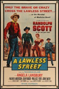 2g490 LAWLESS STREET style B 1sh '55 Randolph Scott is running out of luck, bullets & his woman too