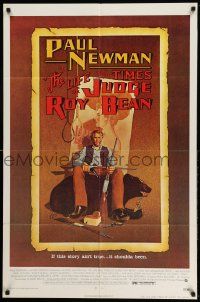 2g498 LIFE & TIMES OF JUDGE ROY BEAN 1sh '72 John Huston, art of Paul Newman by Richard Amsel!