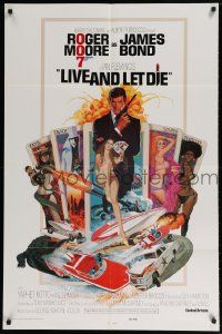 2g506 LIVE & LET DIE no TA style 1sh '73 art of Roger Moore as James Bond by Robert McGinnis!