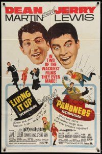 2g509 LIVING IT UP/PARDNERS 1sh '65 wacky Dean Martin & Jerry Lewis double-bill!