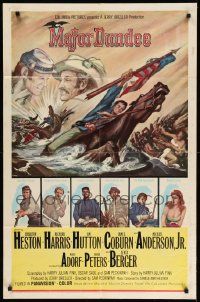 2g538 MAJOR DUNDEE 1sh '65 Sam Peckinpah, Charlton Heston, Civil War battle action!