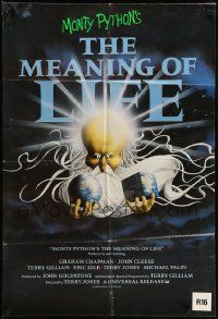 2g578 MONTY PYTHON'S THE MEANING OF LIFE int'l 1sh '83 wacky artwork of the screwy Monty Python cast