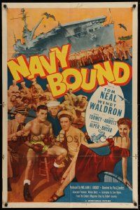 2g604 NAVY BOUND 1sh '51 boxing Navy sailor Tom Neal, sexy Wendy Waldron!