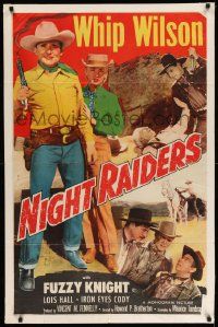 2g617 NIGHT RAIDERS 1sh '52 great full-length of Whip Wilson plus Iron Eyes Cody with knife!