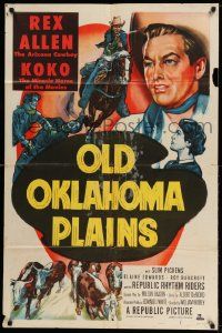2g627 OLD OKLAHOMA PLAINS 1sh '52 artwork of Rex Allen and Koko, miracle horse!