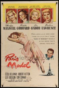 2g645 PARIS MODEL 1sh '53 sexy Marilyn Maxwell, Paulette Goddard & Eva Gabor!