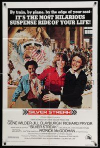 2g763 SILVER STREAK style A 1sh '76 art of Gene Wilder, Richard Pryor & Jill Clayburgh by Gross!
