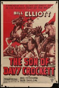 2g782 SON OF DAVY CROCKETT 1sh R51 Wild Bill Elliot, cool western action artwork!