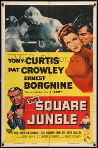 2g792 SQUARE JUNGLE 1sh '56 great artwork of boxing Tony Curtis fighting in the ring!