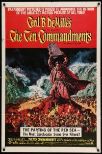 2g826 TEN COMMANDMENTS 1sh R66 Cecil B. DeMille classic starring Charlton Heston & Yul Brynner!