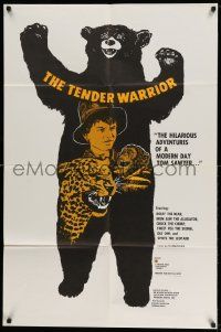 2g829 TENDER WARRIOR 1sh '71 Stewart Raffill, wonderful artwork of bear, chimp and leopard!
