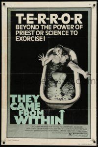 2g841 THEY CAME FROM WITHIN 1sh '76 David Cronenberg, art of terrified girl in bath tub!