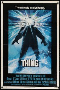 2g843 THING 1sh '82 John Carpenter classic sci-fi horror, cool art by Drew Struzan!