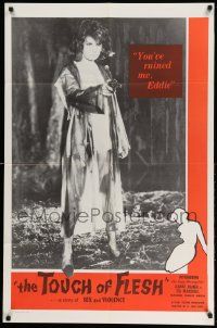 2g870 TOUCH OF FLESH 1sh '60 great image of girl in robe w/gun, You've ruined me, Eddie!
