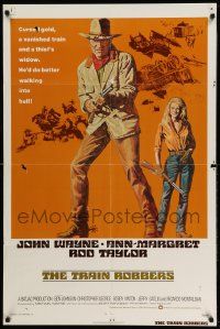 2g877 TRAIN ROBBERS 1sh '73 cowboy John Wayne & Ann-Margret on horseback!