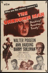 2g892 UNKNOWN MAN 1sh '51 Walter Pigeon, Ann Harding, who are the sinister powers?