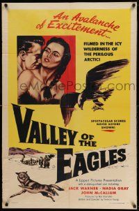 2g900 VALLEY OF THE EAGLES revised 1sh '52 combat with savage wolves, English Arctic thriller!