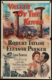 2g901 VALLEY OF THE KINGS 1sh '54 cool art of Robert Taylor & Eleanor Parker in Egypt!