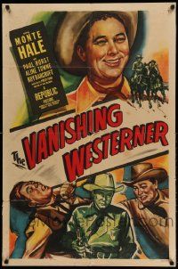 2g903 VANISHING WESTERNER 1sh '50 great artwork images of cowboy Monte Hale!
