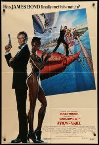 2g909 VIEW TO A KILL int'l 1sh '85 art of Moore as James Bond, Roberts & Jones by Daniel Goozee!