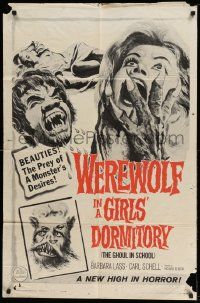 2g937 WEREWOLF IN A GIRLS' DORMITORY 1sh '63 beauties are the prey of a monster's desires!