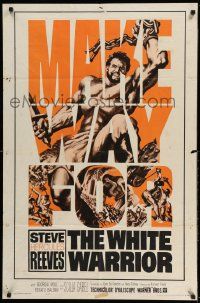 2g948 WHITE WARRIOR 1sh '61 Agi Murad il diavolo bianco, cool art of chained Steve Hercules Reeves!