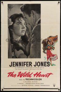 2g955 WILD HEART style A 1sh '52 Jennifer Jones' fox has Gone to Earth, Powell & Pressburger!
