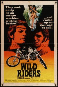 2g957 WILD RIDERS 1sh '71 Alex Rocco & another biker end up on the road to Hell!