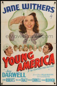 2g982 YOUNG AMERICA 1sh '42 great image of Jane Withers with 4-H cap over other members!
