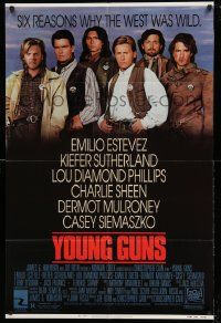 2g987 YOUNG GUNS 1sh '88 Emilio Estevez, Charlie Sheen, Kiefer Sutherland, Lou Diamond Phillips