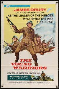 2g990 YOUNG WARRIORS 1sh '67 James Drury, Steve Carlson, cool WWII soldier images!