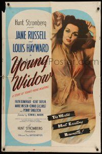 2g991 YOUNG WIDOW 1sh '46 art of world's most exciting sexy brunette Jane Russell!