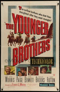 2g992 YOUNGER BROTHERS 1sh '49 outlaw brothers Wayne Morris, Bruce Bennett & Robert Hutton!