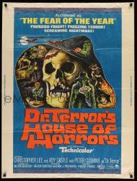 2j169 DR. TERROR'S HOUSE OF HORRORS 30x40 '65 Christopher Lee, cool horror montage art!